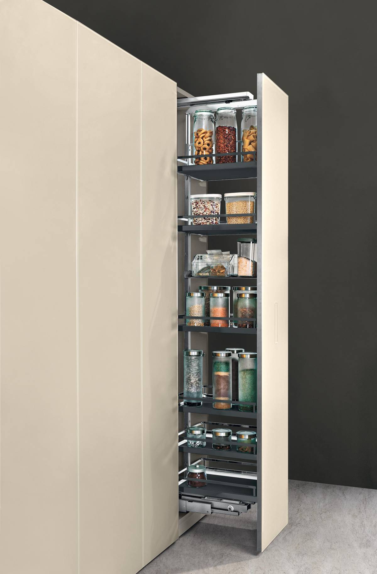 beige kitchen pantry unit internal accessories | Kitchen | LAGO