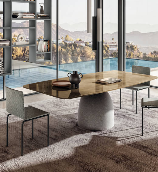 table moderne avec plateau en cristal |Table Janeiro | LAGO