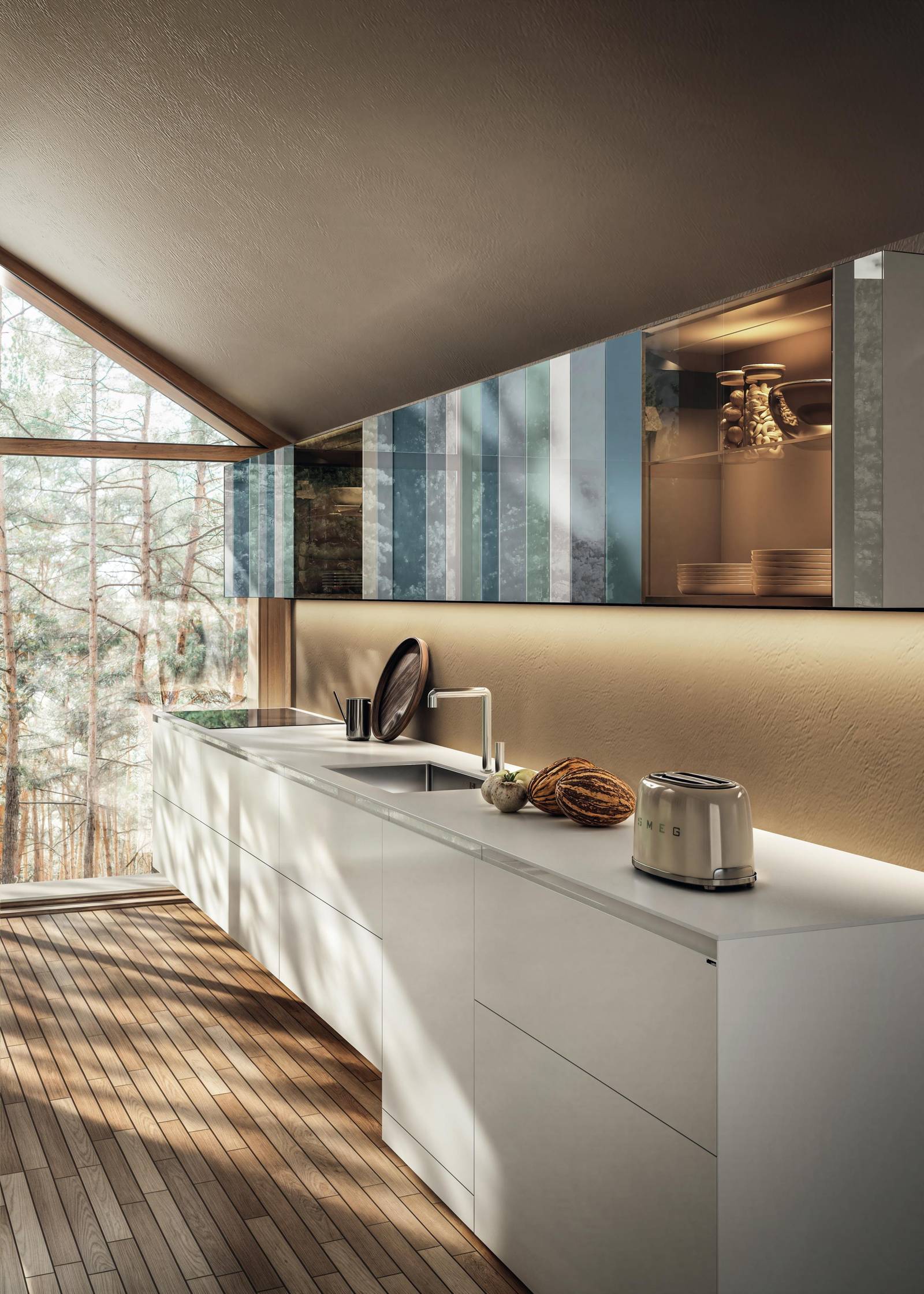 cocina lineal moderna con vitrinas | Cocina N.O.W.| LAGO cocina lineal moderna con vitrinas | Cocina N.O.W.| LAGO