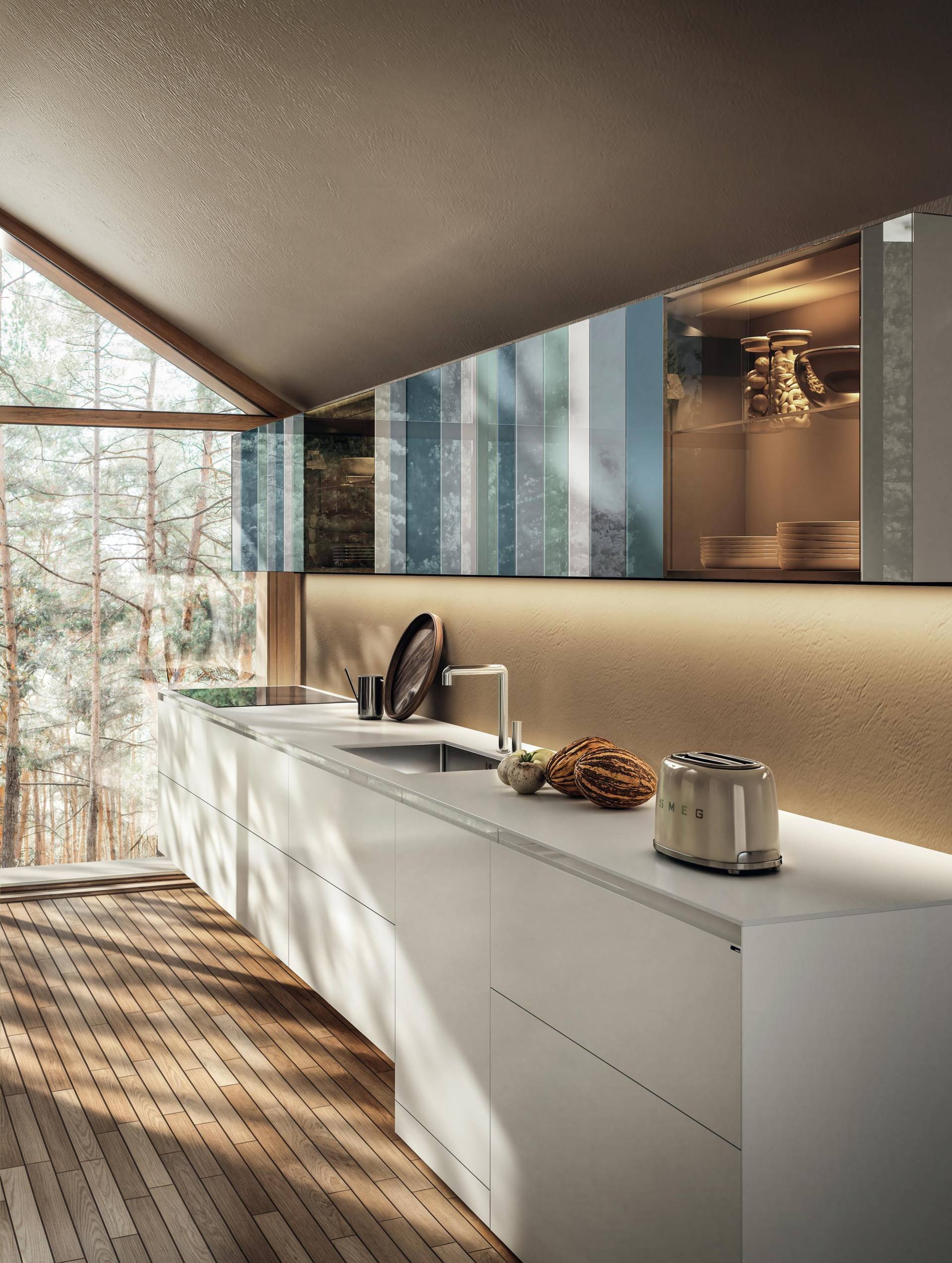 cucina moderna lineare con vetrinette | Cucina N.O.W.| LAGO cucina moderna lineare con vetrinette | Cucina N.O.W.| LAGO