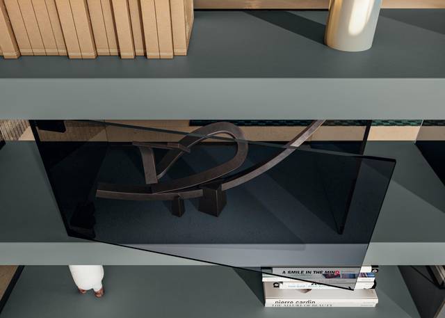 bookcase glass storage unit detail | Air Bookshelf | LAGO