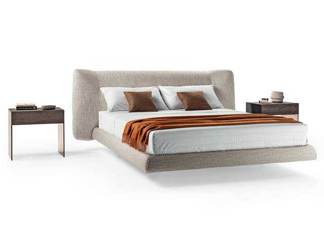 letto matrimoniale con rivestimento in tessuto chiaro | Letto Bed-In | LAGO letto matrimoniale con rivestimento in tessuto chiaro | Letto Bed-In | LAGO
