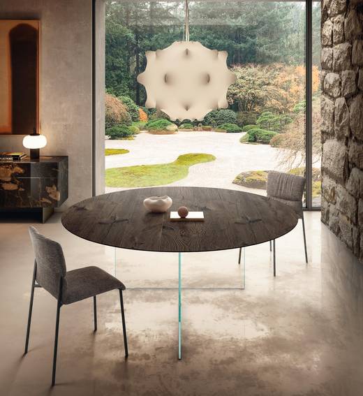 tavolo rotondo con piano sottile in legno | Tavolo Air Slim Rotondo | LAGO