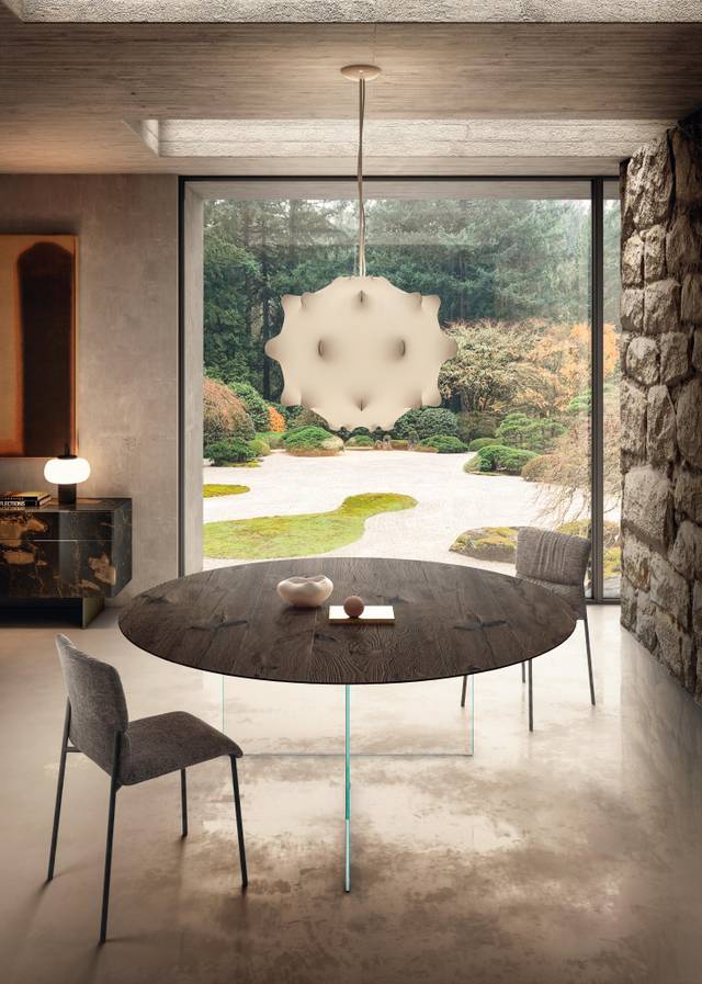 mesa redonda con tablero delgado de madera | Mesa Redonda Air Slim | LAGO