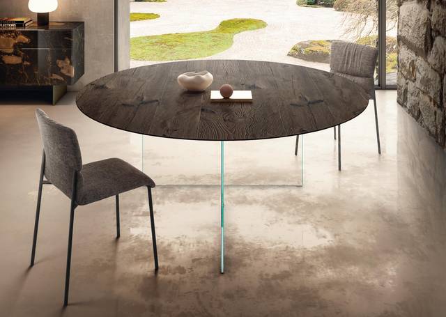 mesa redonda con tablero delgado de madera | Mesa Redonda Air Slim | LAGO