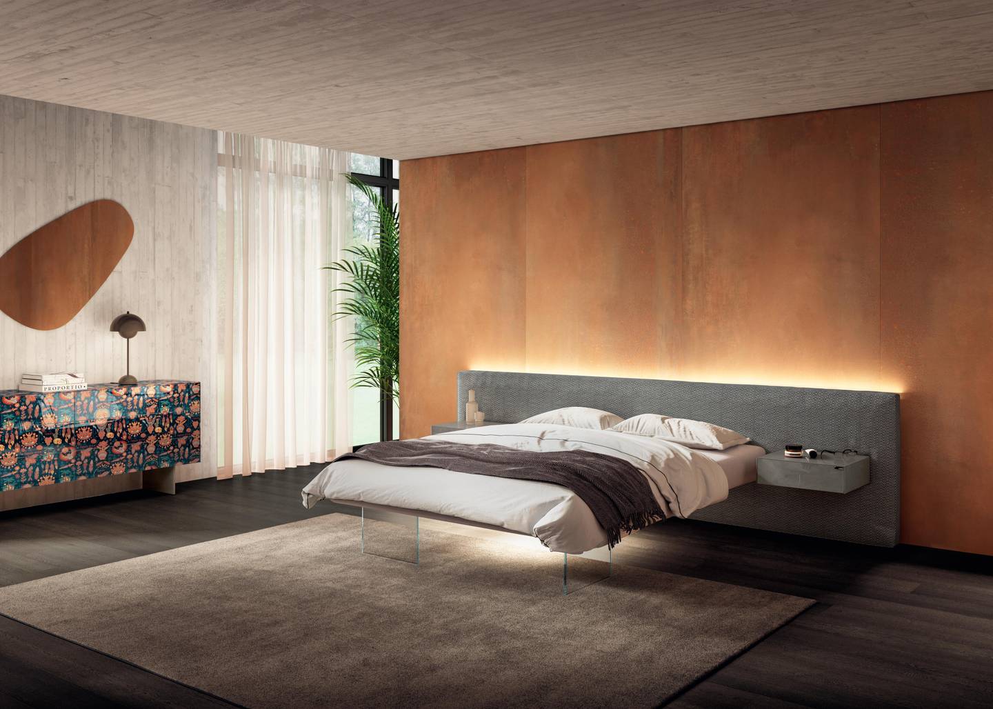 letto moderno con sostegni in vetro | Letto Air | LAGO letto moderno con sostegni in vetro | Letto Air | LAGO