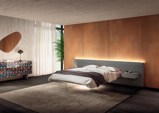 modern bed with glass supports | Air Bed | LAGO