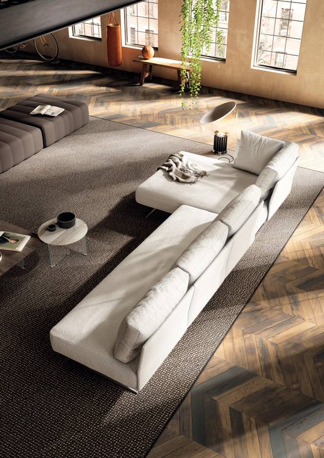 white sofa with peninsula | Air Soft Slim Sofa | LAGO