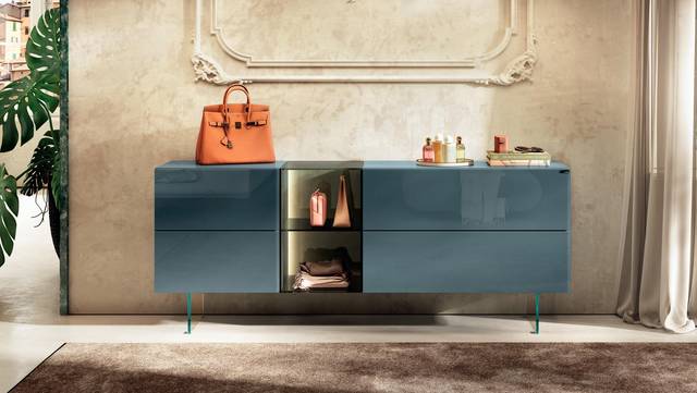 comò blu in vetro | Comò 36e8 Glass | LAGO comò blu in vetro | Comò 36e8 Glass | LAGO