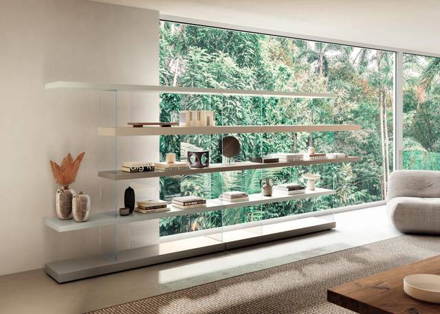 estantería de diseño con estantes colgantes | Librería Air | LAGO