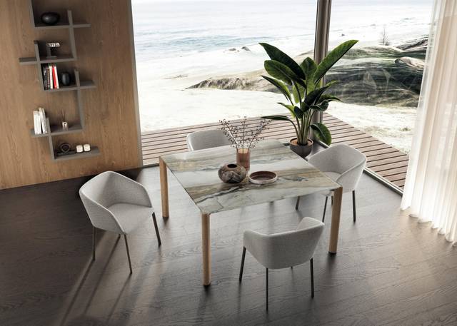 square wood and glass table | Correr Slim Table | LAGO
