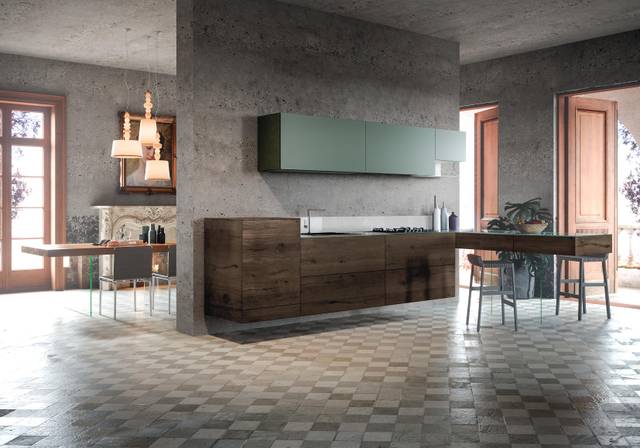 floating wall-mounted scuro wooden kitchen | 36e8 Wildwood Kitchen | LAGO