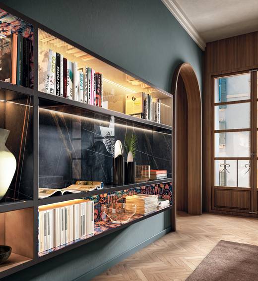 wall-mounted bookcase with lighting | 30mm Bookshelf | LAGO