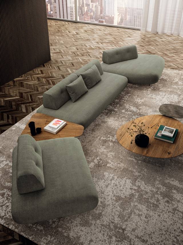 canapé sectionnel avec table basse en bois | Canapé Sand | LAGO
