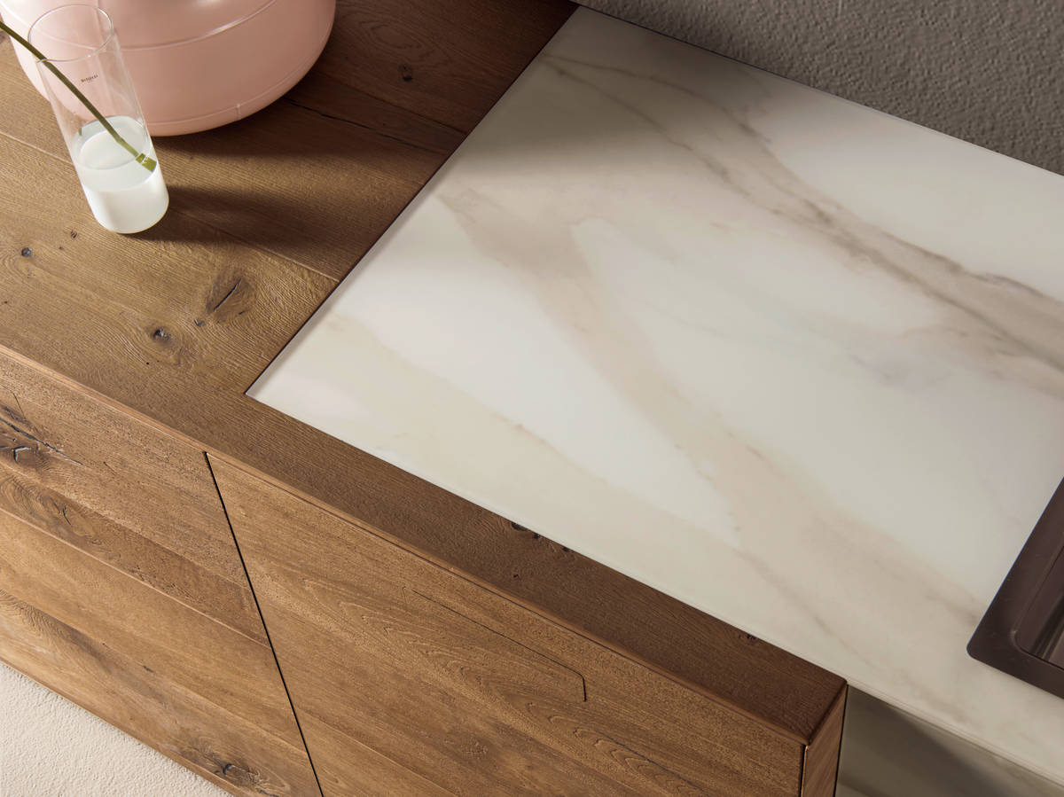 piano marmo e legno | Cucina 36e8 Marble XGlass| LAGO