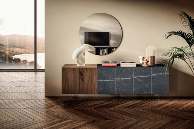buffet en bois et marbre | Buffet 36e8 | LAGO
