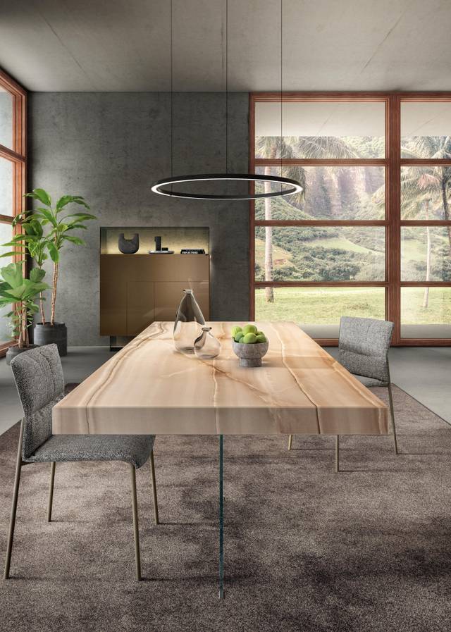 détail plateau xglass table suspendue | Table Air | LAGO