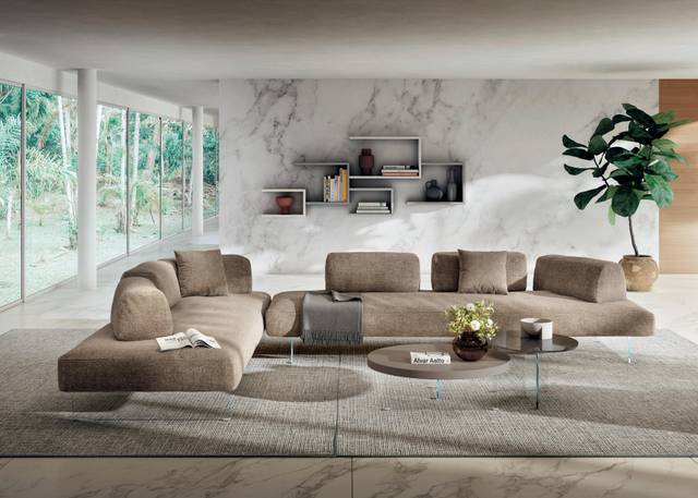 beige sofa with freestanding backrest | Air Soft Free Sofa | LAGO