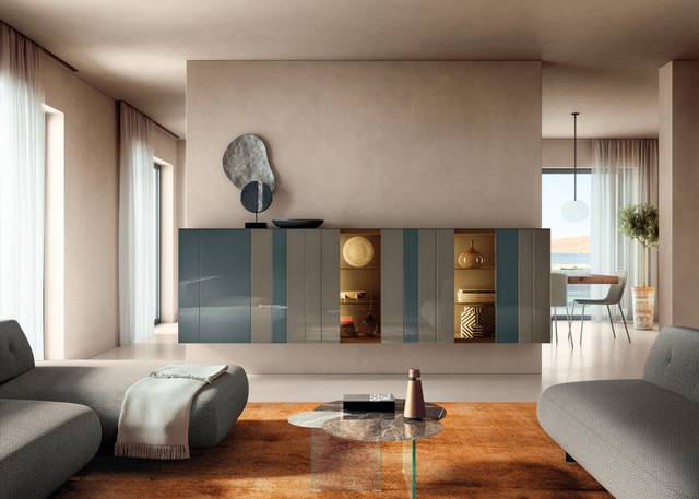 mobile in vetro con fasce colorate | Madia N.O.W. | LAGO mobile in vetro con fasce colorate | Madia N.O.W. | LAGO