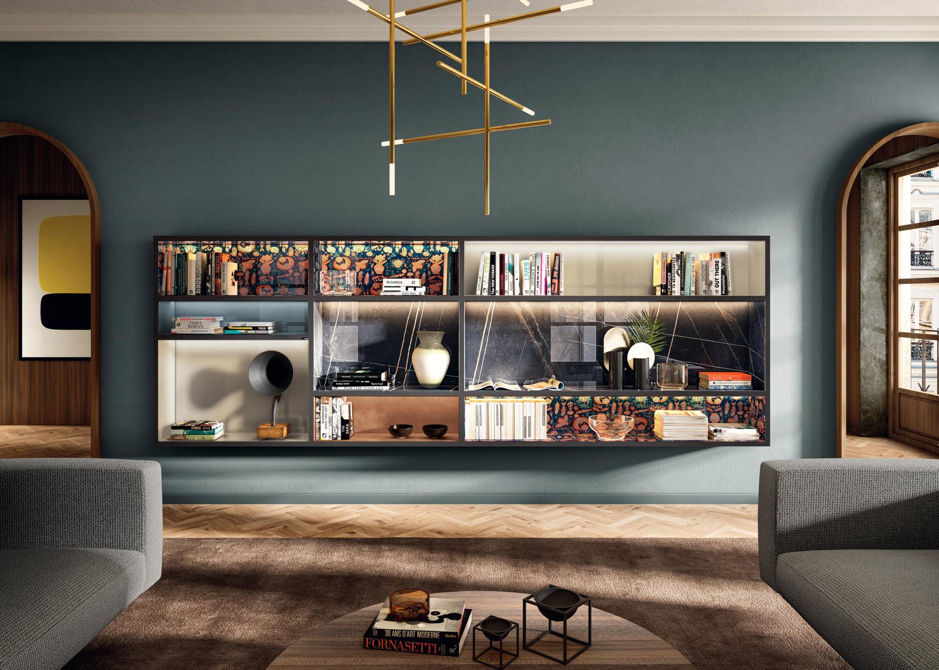 wall-mounted bookcase with compartments | 30mm Shelving | LAGO wall-mounted bookcase with compartments | 30mm Shelving | LAGO