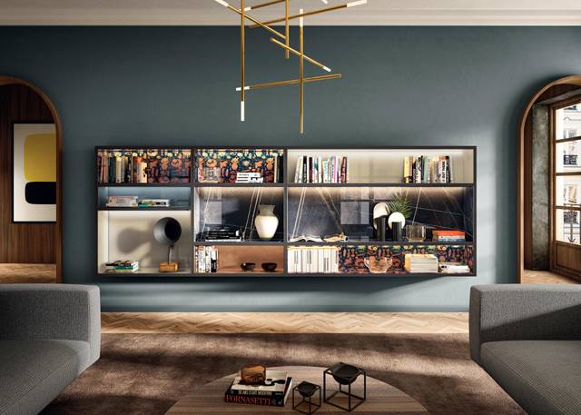 wall-mounted bookcase with compartments | 30mm Bookshelf | LAGO