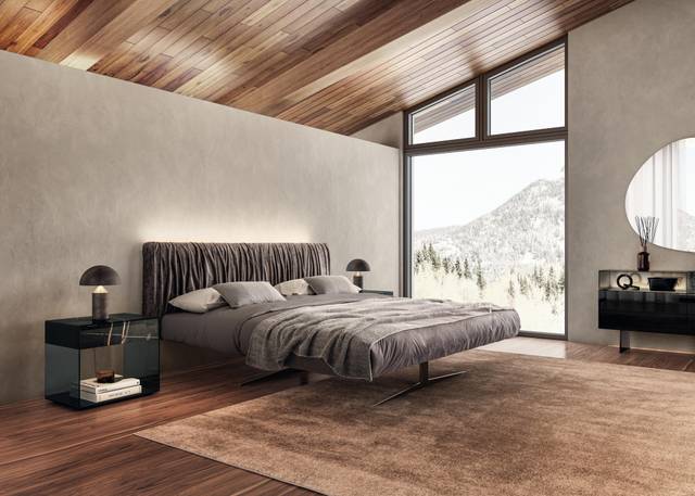 grigio designer double bed with ruched headboard | Steel Bed | LAGO grigio designer double bed with ruched headboard | Steel Bed | LAGO