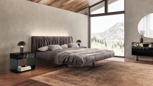 letto matrimoniale design grigio testiera arricciata | Letto Steel | LAGO letto matrimoniale design grigio testiera arricciata | Letto Steel | LAGO